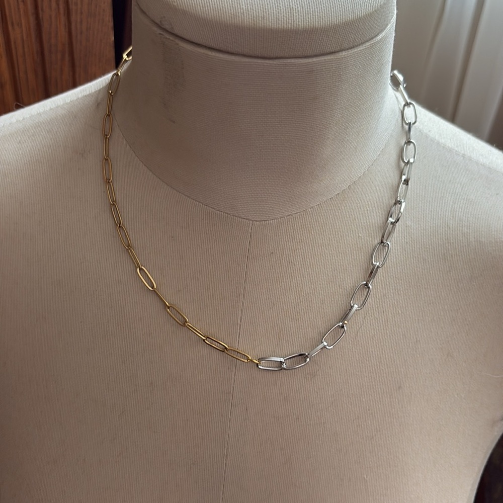 Elegant Two-Tone Chain Necklace
